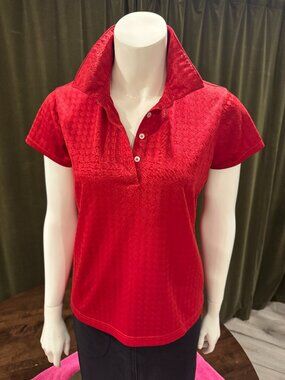 Adidas Ladies Red Golf Shirt Size M